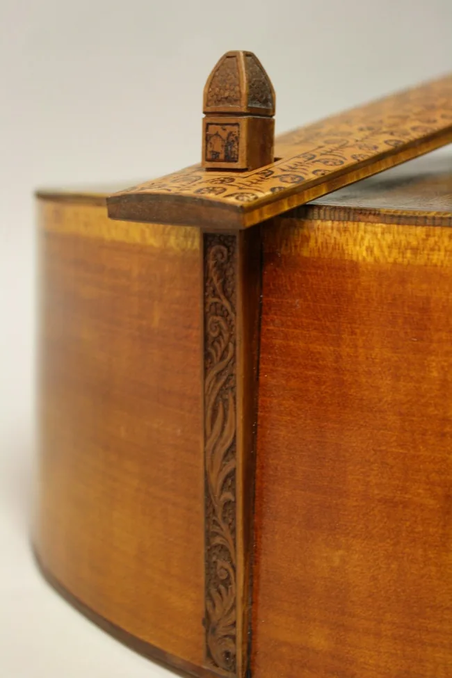 Historical Viola da Gamba tailpiece detail