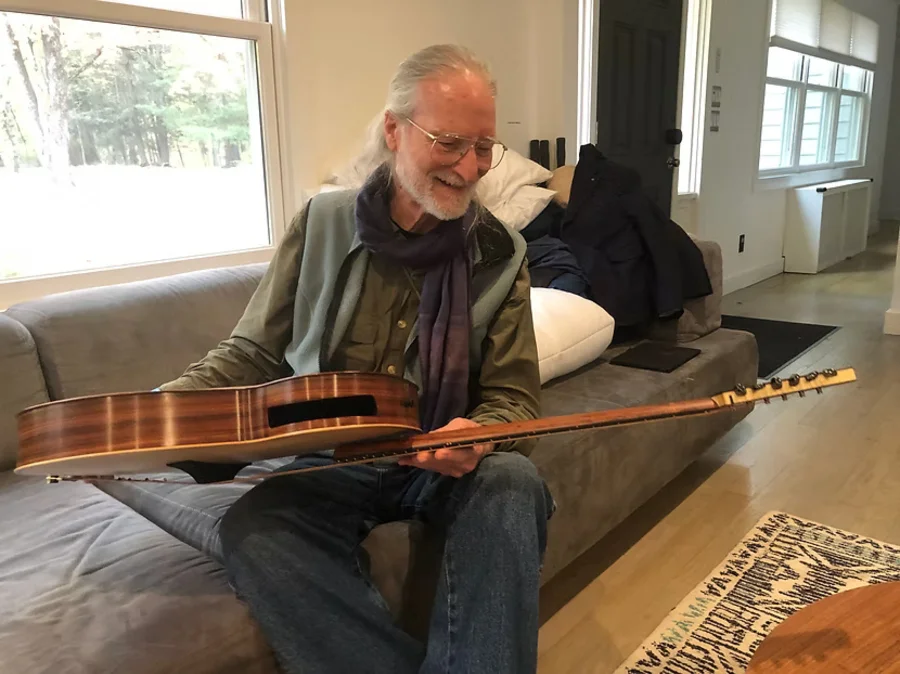 Steve Klein inspecting archtop details